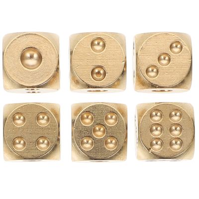 Garneck Mahjong Set 6pcs Brass Dice Set Metal Dice Game Playing Dice Party Props for Board Games Role Playing Game Table Games Hollow Dice