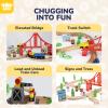 TOY Life Wooden Train Set 80pcs with Magnetic Crane, Wooden Train Tracks Toys for Toddlers Boys Girls 3 4 5, 3 Year Old Boy Gift, Wood Toys Toddler Train for Kids 4-8 - Fits Thomas Brio Chuggington view 2