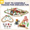 TOY Life Wooden Train Set 80pcs with Magnetic Crane, Wooden Train Tracks Toys for Toddlers Boys Girls 3 4 5, 3 Year Old Boy Gift, Wood Toys Toddler Train for Kids 4-8 - Fits Thomas Brio Chuggington view 3