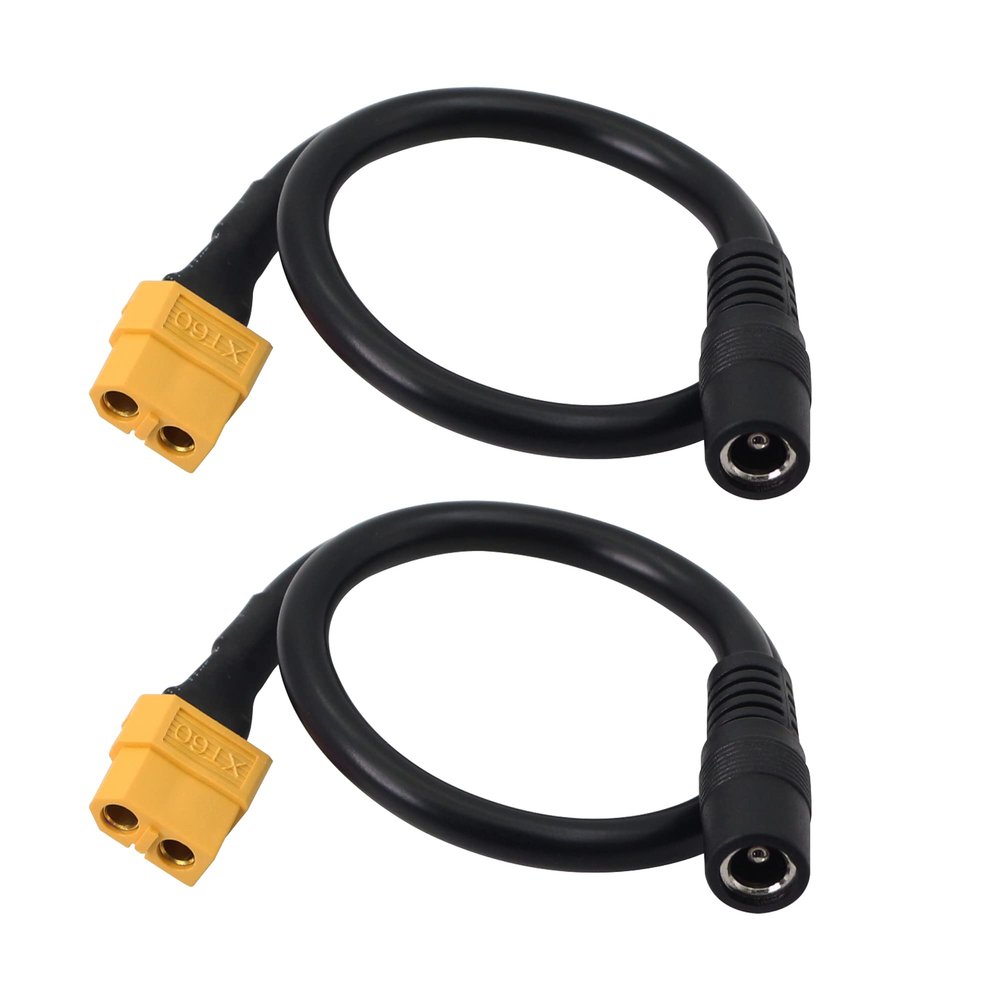 SinLoon XT60 Charging Cable XT-60 Female Bullet Connector to Female DC 5.5mm X 2.5mm Power Cable for FPV Monitor Power (F/F DC5525)