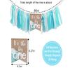 Big One Highchair Banner for 1st Birthday - Blue Banner for Baby Boys, Beach and Pool Party Decorations for Kids, Cake Smash Photo Props view 2