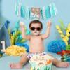 Big One Highchair Banner for 1st Birthday - Blue Banner for Baby Boys, Beach and Pool Party Decorations for Kids, Cake Smash Photo Props view 3
