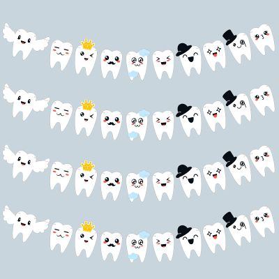 4 Pieces Tooth Banner Decorations 1st Tooth Banner Garland for Dental Graduation Birthday Party Baby Shower Decor
