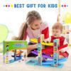 Montessori Toys for Toddlers, Children Race Track Toy with 4 Cars and 1 Wooden Parking Lot, Stable Base, Car Ramp Toy for 1 2 3 Year Old Boy Girl Gifts view 2