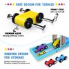 Montessori Toys for Toddlers, Children Race Track Toy with 4 Cars and 1 Wooden Parking Lot, Stable Base, Car Ramp Toy for 1 2 3 Year Old Boy Girl Gifts view 3