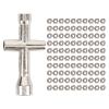 Dilwe 1/24 Lock Nut, M2 Lock Nut M2 Iron with Wrench for 1/24 Car for Axial Scx24 AXI90081, Small Sleeve Hex Socket Wheel Spanner Cross Wrenches Maintenance Tool (Silver) view 1