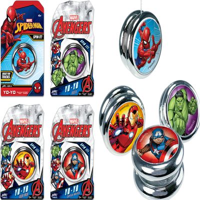 JA-RU Marvel Avengers & Spiderman Beginner Yoyo (4 Yoyos) Super Hero Yoyo for Kids, Boys & Girls. Auto Return & Responsive Yoyo. String Trick. Classic Vintage Toy Gifts & Stocking Stuffers. 6806-4