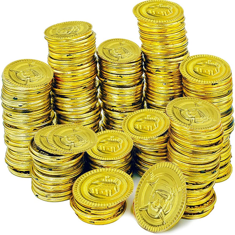 St. Patrick's Pirate Gold Coins (500 Pack) Novelty Party Favors, Plastic Gold Coins Bulk