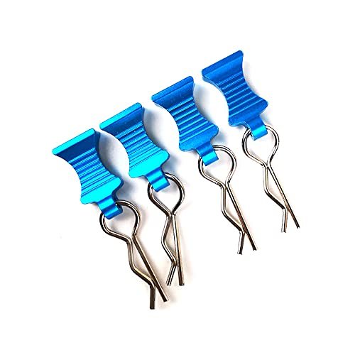 Integy Blue Aluminum Alloy Easy Pulls with Body Clips for 1/10 Scale Models (Set of 4)