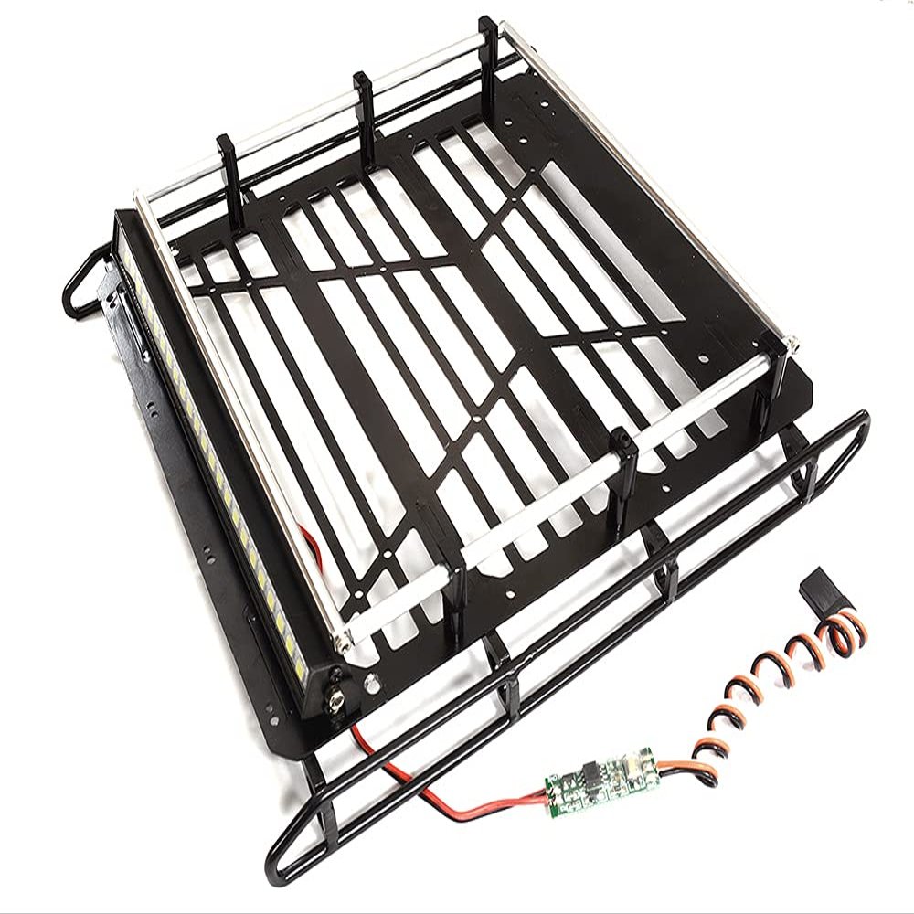 Roof Top Luggage Tray 190x175x40mm w/LED Light Bar for Axial SCX10 II 6X6