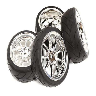 Integy 9 Spoke Complete Wheel & Tire Set (4) for 1/10 Touring Car