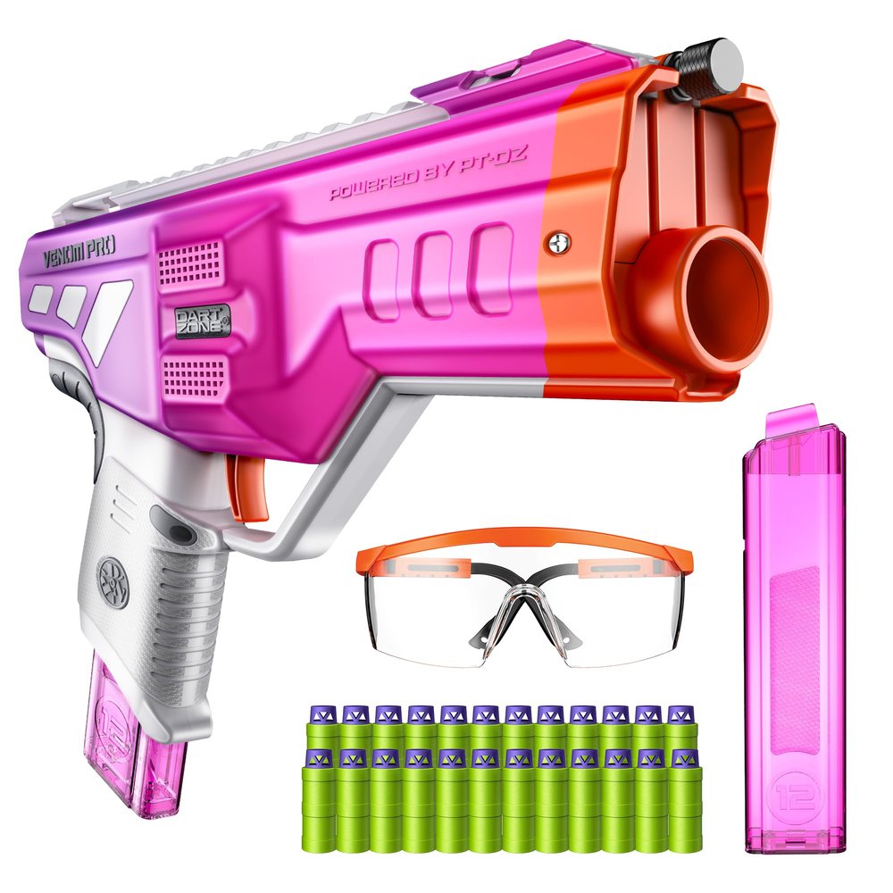 Dart Zone Nitroshot+ Venom Pro UV Half-Length Full-Auto Pro Motorized Blaster - Shoots Up to 7 Darts per Second