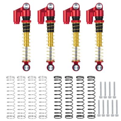 RCLions RC Shocks 43mm Adjustable Absorber Damper for 1:24th Axial SCX24 Deadbolt Base Camp Lexus Dooge Gladiator C10 JLU RC Crawler Car Upgrades (Red)