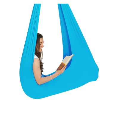 XMSM Hammock Swing Chair for Adults, Sensory for Kids, Cuddle Adjustable Aerial Yoga, Therapy Snuggle Children Autism ADHD and Aspergers (Color : Sky Blue, Size : 100x280cm/39x110in)