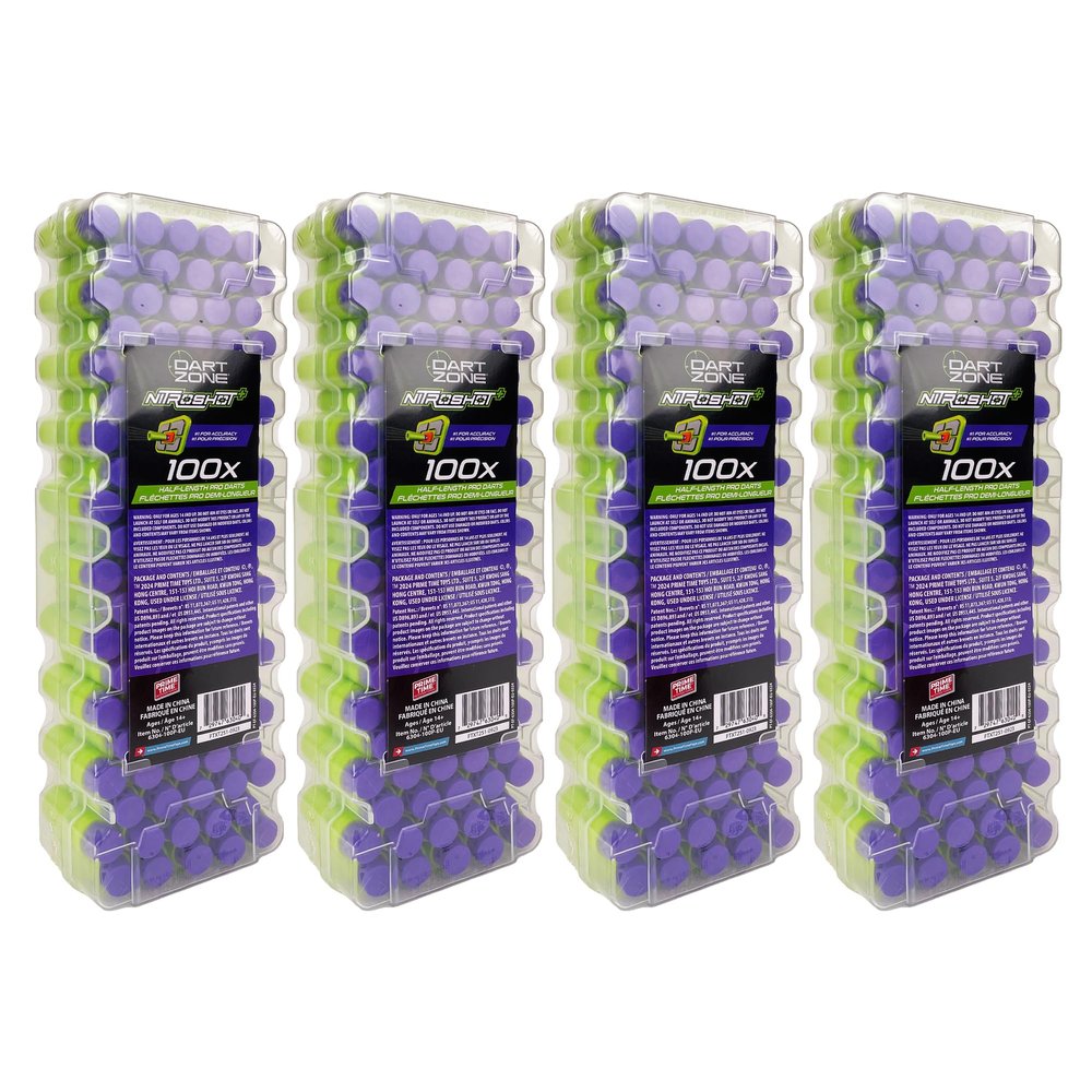 Dart Zone Nitroshot+ 400 Half-Length Pro Darts - Compatible with All Pro Blasters Including DZ Pro, DZ Max, and Adventure Force Tactical Strike Blasters, 14+