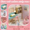 Kisoy Dollhouse Miniature with Furniture Kit, DIY 3D Wooden DIY House Kit A Corner of a Small Apartment Style with Dust Cover & LED,Handmade Tiny House Toys for Kids Adults Gift (Study Room) view 4