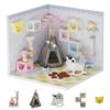 Kisoy Dollhouse Miniature with Furniture Kit, DIY 3D Wooden DIY House Kit A Corner of a Small Apartment Style with Dust Cover & LED,Handmade Tiny House Toys for Kids Adults Gift (Pet Room) view 1