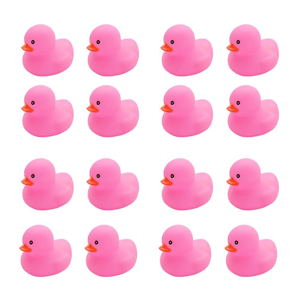 16PCS Pink Rubber Duck Kids Bath Duck Toys ,Squeak Rubber Ducks in Bulk Rubber Ducks Baby Shower Duck Decorations Party Favors (2.2)