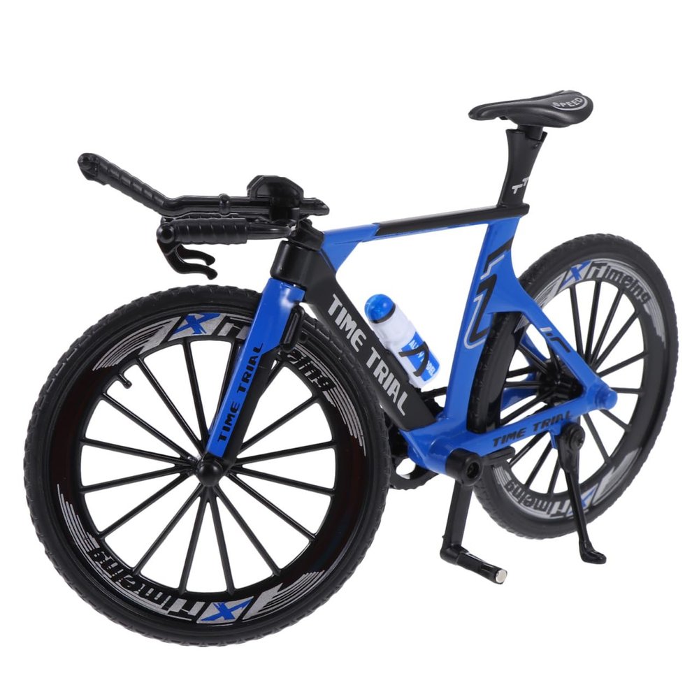 1pc Finger Mountain Bike Ornament Finger Bike Mini Bicycle Toy Alloy Desktop Ornament Bicycle Model Desktop House Model(Blue)