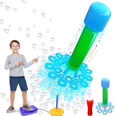 ArtCreativity Bubble Rocket Launcher Toy Set, Includes 2 Bubble Rockets, Bubble Solution, Pump, and Base, Flying Bubble Blaster Rockets for Hours of Outdoor Fun, Bubble Maker Gift for Kids