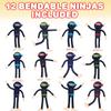 ArtCreativity Bendable Ninja Figures, Set of 12, Bendable Ninja Toys for Kids, Stress Relief Fidget Toys, Party Favors, Ages 3+ view 2