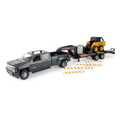 TOMY John Deere 1:16 Scale Big Farm Construction Toys with Skid Steer Toy, Chevrolet Silverado and Accessories, Multicolor, 3 Years and Up