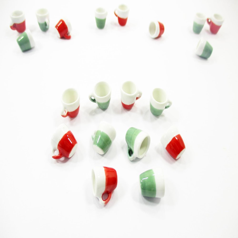 10 Mixed Ceramic Mug Cups Dollhouse Miniature Christmas Kitchenwares 16001