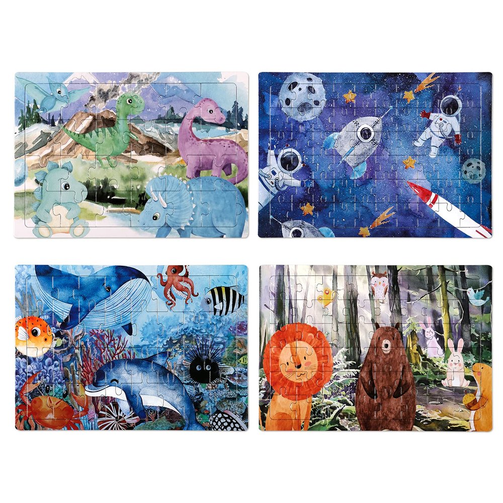 4 in 1 Increasing Difficulty Kid Puzzle for Kids, Ages 3-8, 24-60-Piece, Puzzles for Children Learning Educational Puzzle Toys for Boys and Girls Set for Kids(4 Puzzles)