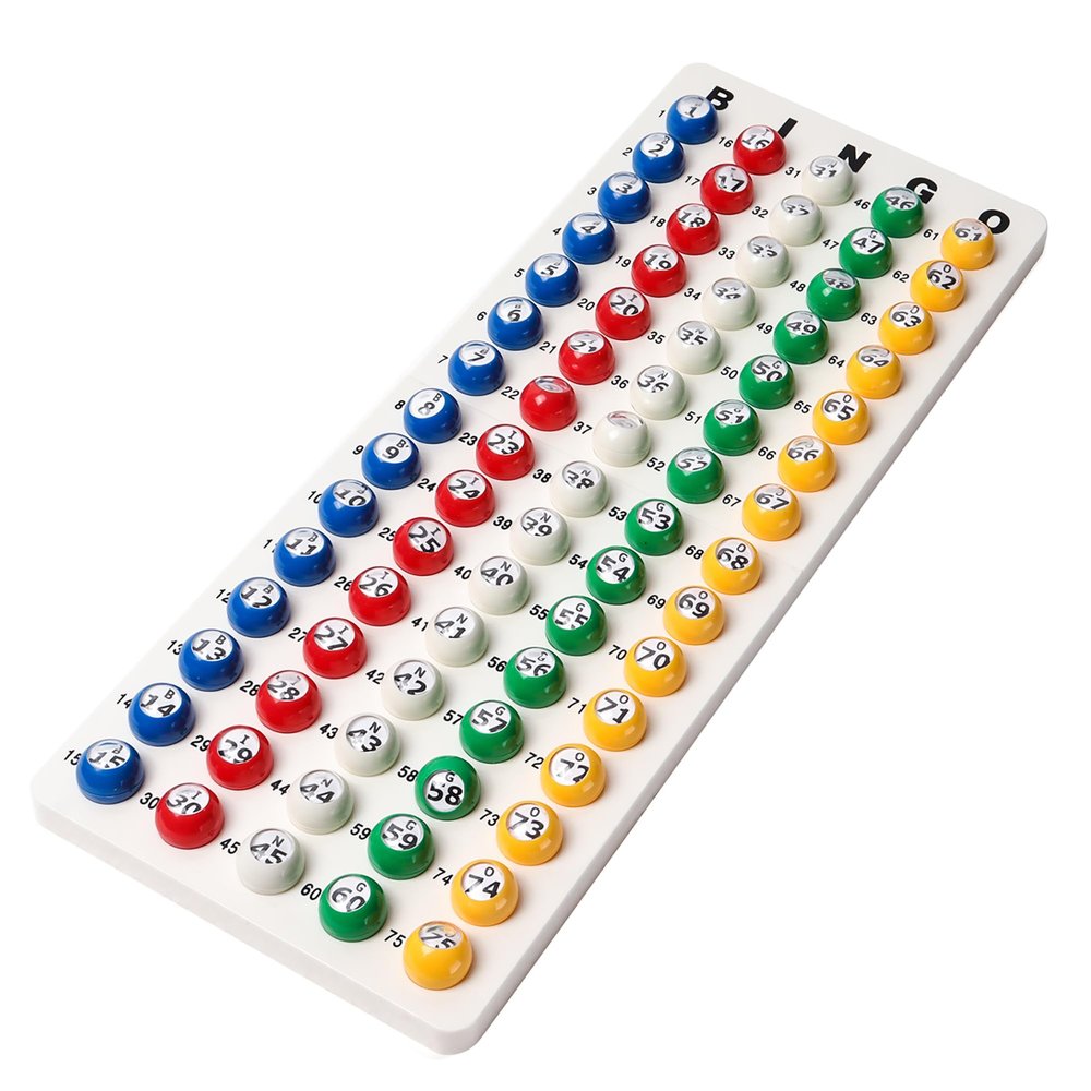 GSE Games & Sports Expert Bingo Master Board & 7/8" Multi-Color Balls, White Bingo Calling Board for Parties, Large Groups, Family Game Night