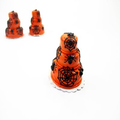 New Dollhouse Miniature Food 3 Layer Halloween Cake Seasonal 3 Tier Cake 15989