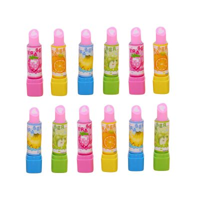 12 Pcs Fruit Lipstick Style Pencil Erasers Lipstick Style Rubbers Retractable Erasers for Party Favors Stocking Fillers Daily Prizes Gift Filling Stocking Fillers Easter Egg Stuffers