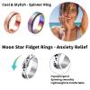 MUCAL Fidget Rings for Anxiety 8pcs Stainless Steel Spinner Ring Anti Anxiety Ring Spinning Moon Star Cool Stress Relieveing Rings for Women Men view 2