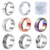MUCAL Fidget Rings for Anxiety 8pcs Stainless Steel Spinner Ring Anti Anxiety Ring Spinning Moon Star Cool Stress Relieveing Rings for Women Men view 1