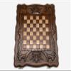 Chess Set with Engraved Crowns - 3 in 1 Chess, Backgammon, Checkers - Handmade High Detail Wooden Game view 2