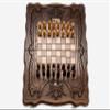 Chess Set with Engraved Crowns - 3 in 1 Chess, Backgammon, Checkers - Handmade High Detail Wooden Game view 3