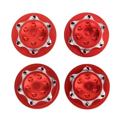 RC Wheel Hub Cover Nuts, 4Pcs 17mm Aluminum Alloy Dustproof Hub Nut Wheel Accessories Suitable for 1/8 RC Off-Road Vehicle (red)