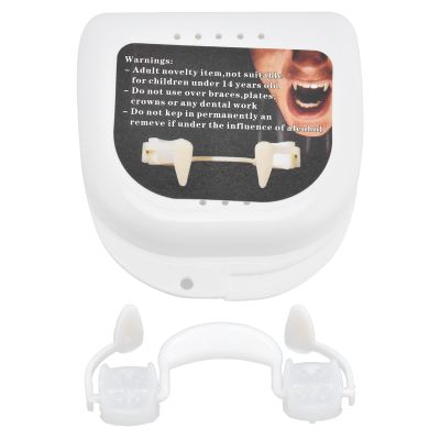 BRDI Vampire Teeth Fangs, Costume, Soft Silicone Retractable Fangs with Storage Box, White Horror False Teeth, Halloween Party Cosplay Dentures Decor