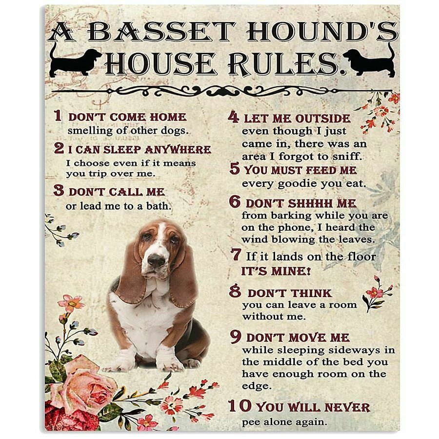 1000 Piece Wood Puzzles Basset Hound House Rules Funny Dog Rules Gift for Family & Friend Jigsaw Puzzles Development Toys Games Toys Gift