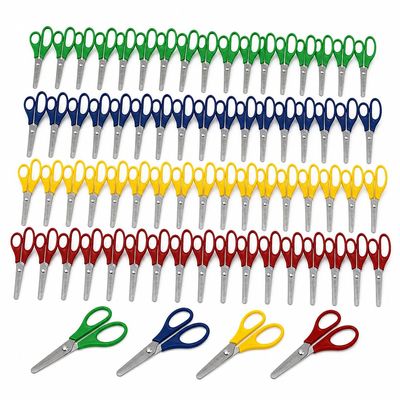 Color Swell Bulk Kids Scissors - 72 total, 4 colors, dull blunt tips - Bulk Classroom School Safety Scissors