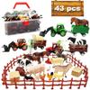 Kimicare 3 Pack Farm Toy Tractor with 40pcs Plastic Farm Animals Figurines and Fence Farm Playset, Farm Figures Farmer Vehicle Toy Truck with Trailer Birthday Gifts Christmas Stocking Stuffers view 1