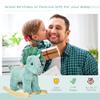 Qaba Kids Plush Ride-On Rocking Horse Triceratops-Shaped Plush Toy Rocker with Realistic Sounds for Child 36-72 Months Dark Green view 3