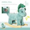 Qaba Kids Plush Ride-On Rocking Horse Triceratops-Shaped Plush Toy Rocker with Realistic Sounds for Child 36-72 Months Dark Green view 4