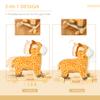 Qaba Rocking Horse, 2 in 1 Kids Ride on Horse, Rolling Giraffe Animal Rocker with Sound, Wooden Base, Pedal, Grip Handle, Plush Riding Pony for 3-6 Years Old, Yellow view 4