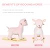 Qaba Kids Plush Ride-On Rocking Horse Deer-Shaped Plush Toy Rocker with Realistic Sounds for Child 36-72 Months Pink view 3