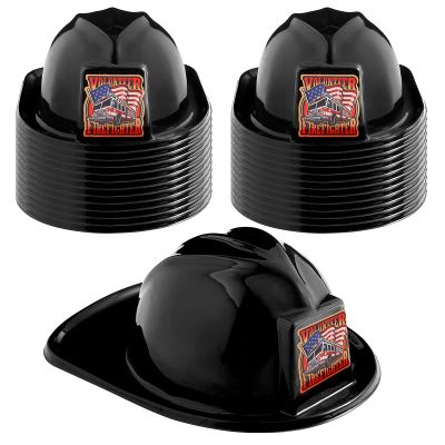 Aoriher 24 Pieces Firefighter Hat Plastic Fireman Hat Fire Chief Helmet for Kids Role Play Costume Christmas Party Favors(Black)