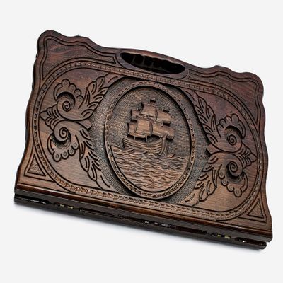 Backgammon Ship Engraved - 23.6 inch - Handmade Board Game - Personalized