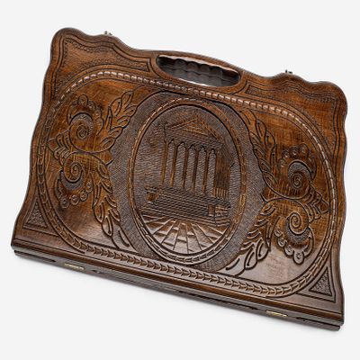 Backgammon Temple of Garni - 23.6 inch - Handmade Board Game - Personalized
