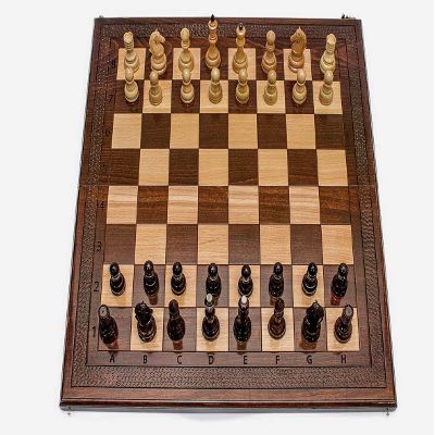 Clasic Chess Set Wooden - Personalized Armenian Carved Board