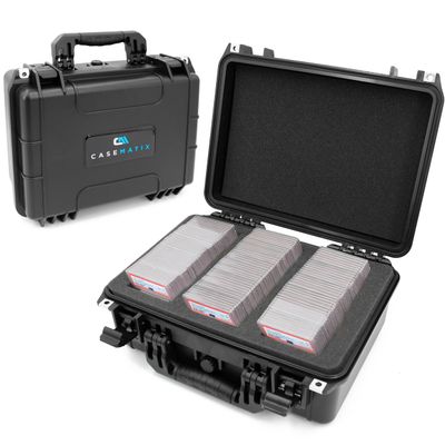 CASEMATIX Waterproof Graded Card Storage Box for 100 PSA, BGS, CSG Sports Cards  IPX7 Protective Holder Case Fits PSA Slabs and Toploaders With Dividers  Durable Collectible Card Case