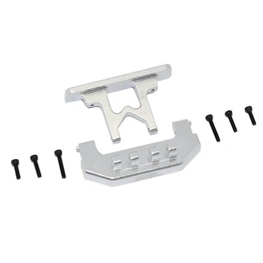GPM Racing Aluminium Rear Bumper + Rear Bodyshell Mount Silver SCX24 Deadbolt